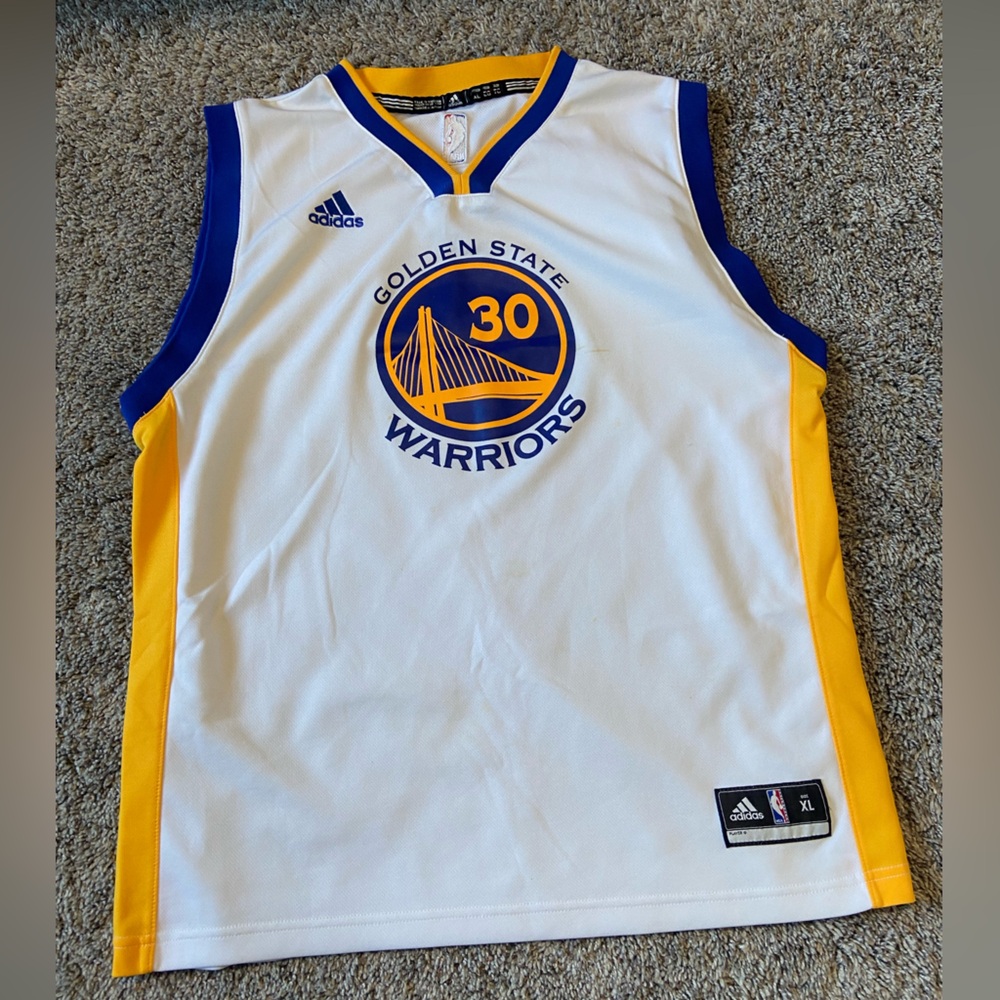 Steph curry golden state warriors youth jersey XL adidas, stains